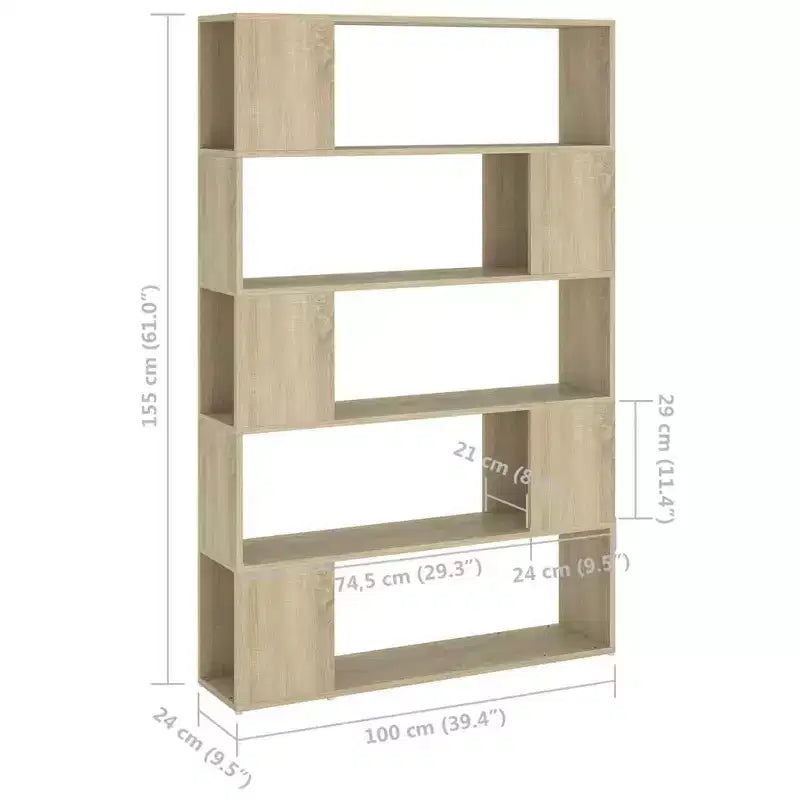 vidaXL Book Cabinet Room Divider Sonoma Oak Engineered Wood Medium