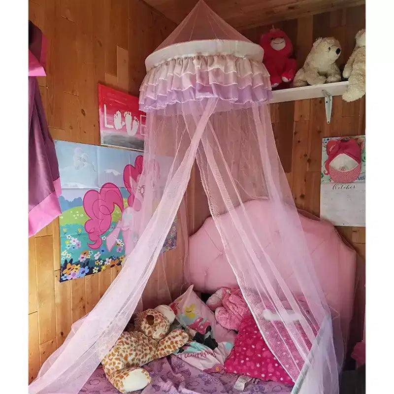 Costway Elegant Lace Bed Mosquito Netting Mesh Canopy Princess Round Dome Bedding Net